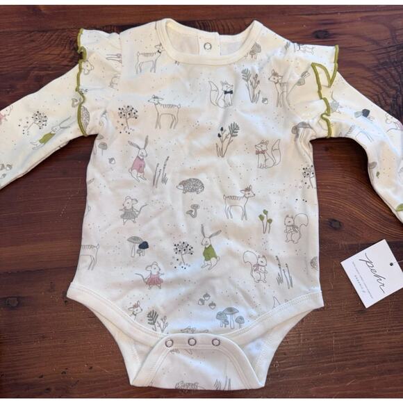 Pehr Ruffle Long Sleeve Snap One-Piece 3-6 M Magical Forest NWT - Picture 1 of 7